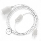 SnakeBis cableado con portalámpara cable textil Blanco en tejido Efecto Seda TM01