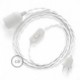SnakeBis cableado con portalámpara cable textil Blanco en tejido Efecto Seda TM01