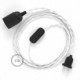 SnakeBis cableado con portalámpara cable textil Blanco en tejido Efecto Seda TM01