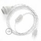 SnakeBis cableado con portalámpara cable textil Blanco en tejido Efecto Seda TM01