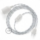 SnakeBis cableado con portalámpara cable textil Plateado en tejido Efecto Seda TM02