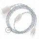 SnakeBis cableado con portalámpara cable textil Plateado en tejido Efecto Seda TM02