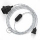 SnakeBis cableado con portalámpara cable textil Plateado en tejido Efecto Seda TM02