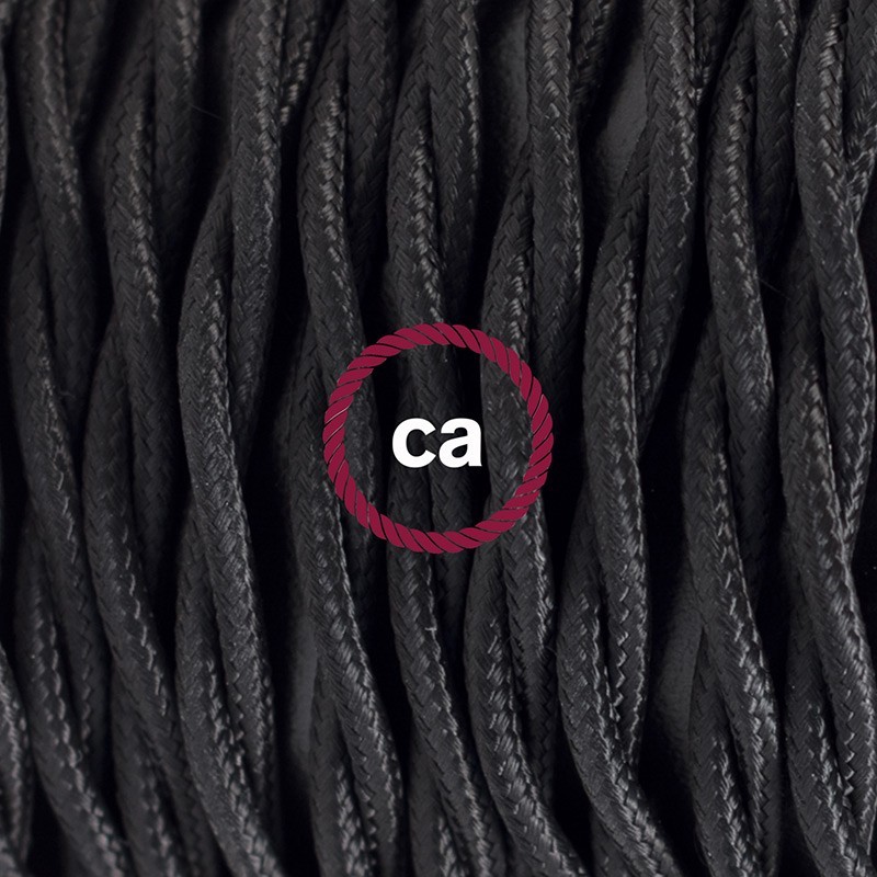 SnakeBis cableado con portalámpara cable textil Negro en tejido Efecto Seda TM04