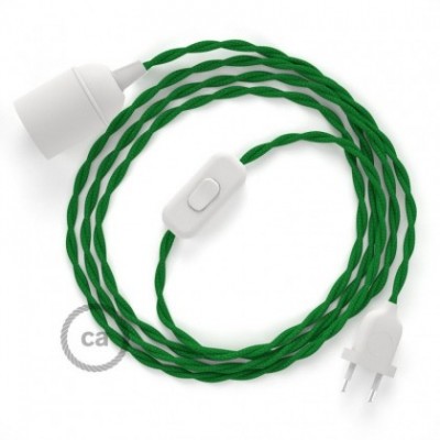 SnakeBis cableado con portalámpara cable textil Verde en tejido Efecto Seda TM06