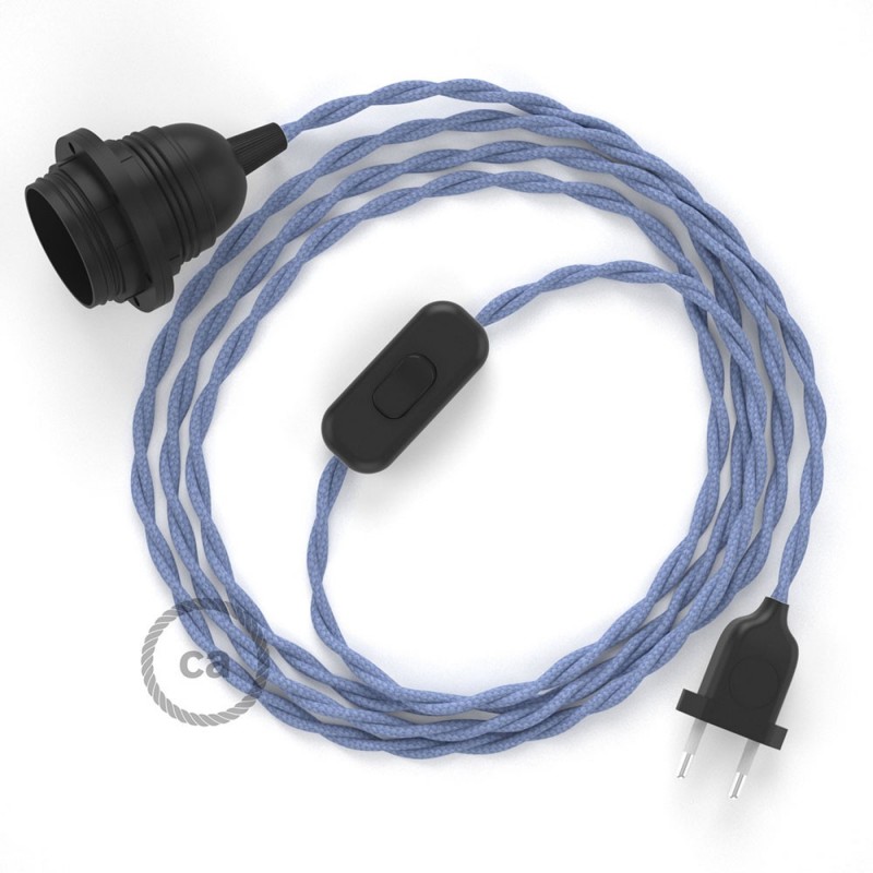 SnakeBis cableado con portalámpara cable textil Lila en tejido Efecto Seda TM07