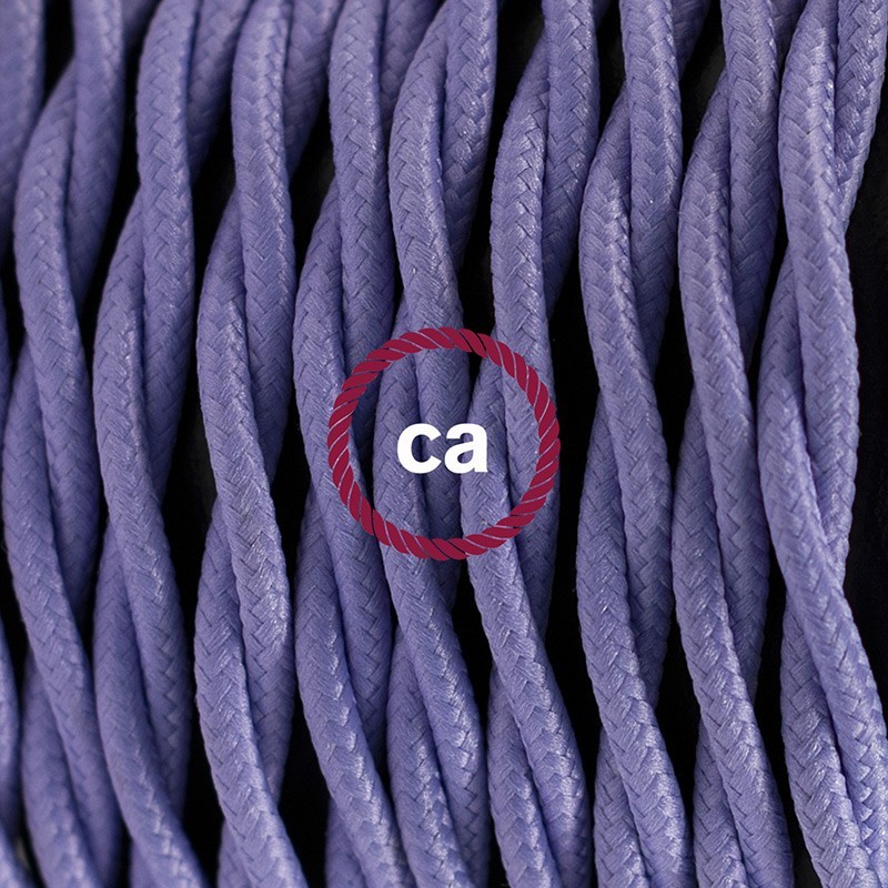 SnakeBis cableado con portalámpara cable textil Lila en tejido Efecto Seda TM07