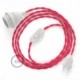 SnakeBis cableado con portalámpara cable textil Fuchsia en tejido Efecto Seda TM08