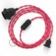 SnakeBis cableado con portalámpara cable textil Fuchsia en tejido Efecto Seda TM08