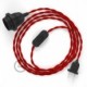 SnakeBis cableado con portalámpara cable textil Rojo en tejido Efecto Seda TM09
