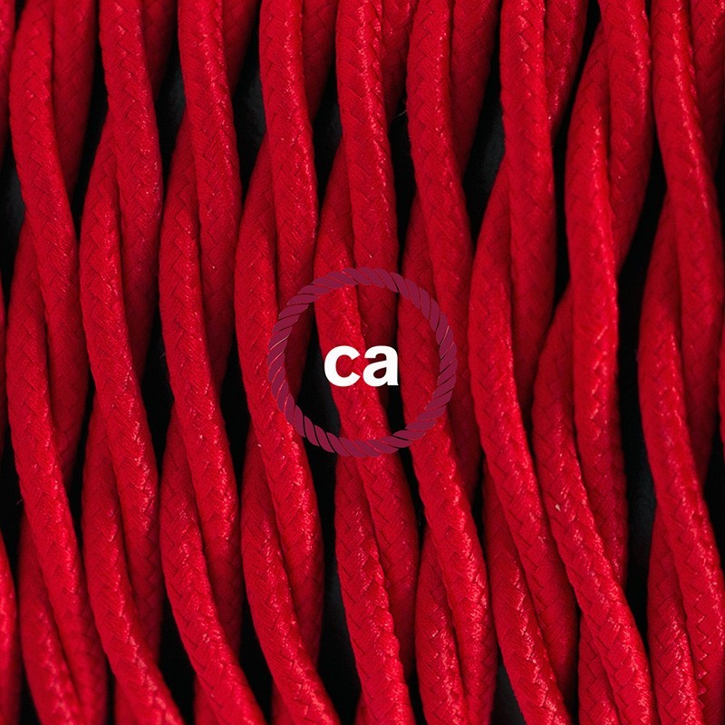 SnakeBis cableado con portalámpara cable textil Rojo en tejido Efecto Seda TM09