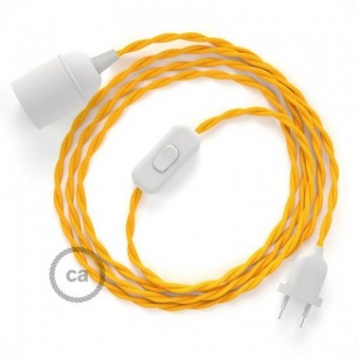 SnakeBis cableado con portalámpara cable textil Amarillo en tejido Efecto Seda TM10