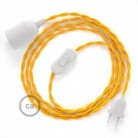 SnakeBis cableado con portalámpara cable textil Amarillo en tejido Efecto Seda TM10