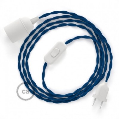 SnakeBis cableado con portalámpara cable textil Azul en tejido Efecto Seda TM12