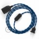 SnakeBis cableado con portalámpara cable textil Azul en tejido Efecto Seda TM12