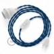 SnakeBis cableado con portalámpara cable textil Azul en tejido Efecto Seda TM12