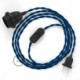 SnakeBis cableado con portalámpara cable textil Azul en tejido Efecto Seda TM12