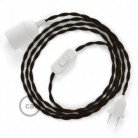 SnakeBis cableado con portalámpara cable textil Marrón en tejido Efecto Seda TM13