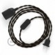 SnakeBis cableado con portalámpara cable textil Marrón en tejido Efecto Seda TM13