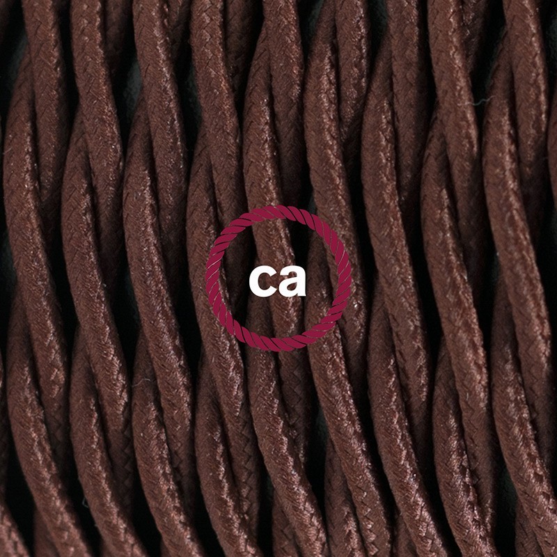 SnakeBis cableado con portalámpara cable textil Marrón en tejido Efecto Seda TM13