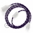 SnakeBis cableado con portalámpara cable textil Púrpura en tejido Efecto Seda TM14
