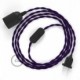 SnakeBis cableado con portalámpara cable textil Púrpura en tejido Efecto Seda TM14