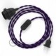 SnakeBis cableado con portalámpara cable textil Púrpura en tejido Efecto Seda TM14