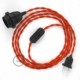SnakeBis cableado con portalámpara cable textil Naranja en tejido Efecto Seda TM15