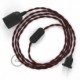 SnakeBis cableado con portalámpara cable textil Burdeos en tejido Efecto Seda TM19