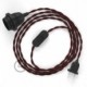 SnakeBis cableado con portalámpara cable textil Burdeos en tejido Efecto Seda TM19