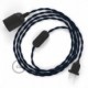 SnakeBis cableado con portalámpara cable textil Azul Marino en tejido Efecto Seda TM20