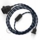 SnakeBis cableado con portalámpara cable textil Azul Marino en tejido Efecto Seda TM20