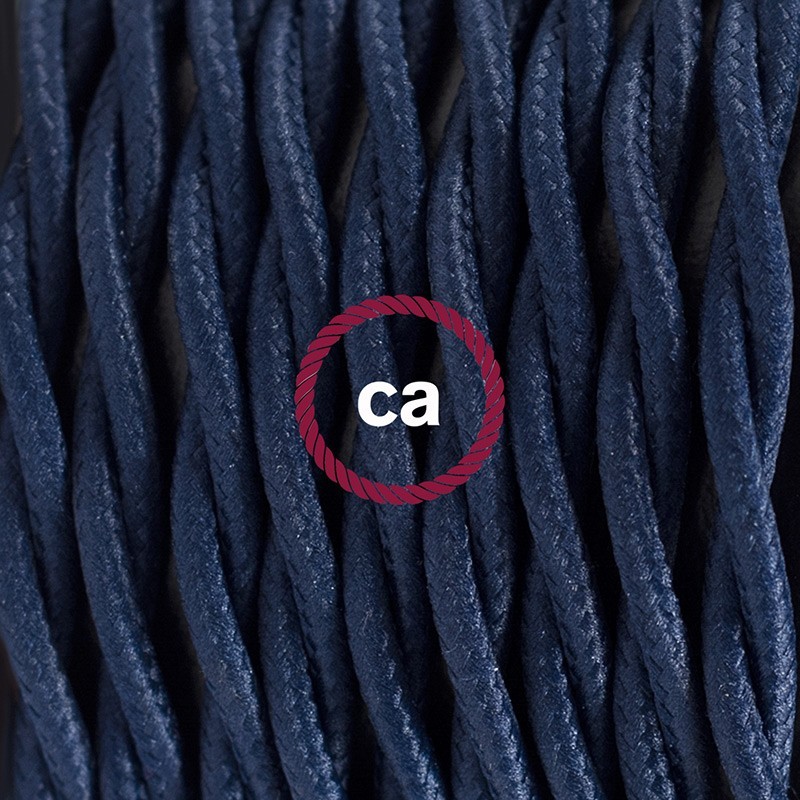 SnakeBis cableado con portalámpara cable textil Azul Marino en tejido Efecto Seda TM20