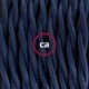 SnakeBis cableado con portalámpara cable textil Azul Marino en tejido Efecto Seda TM20