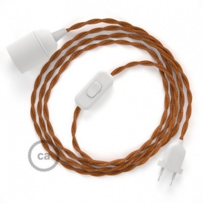 SnakeBis cableado con portalámpara cable textil Whiskey en tejido Efecto Seda TM22