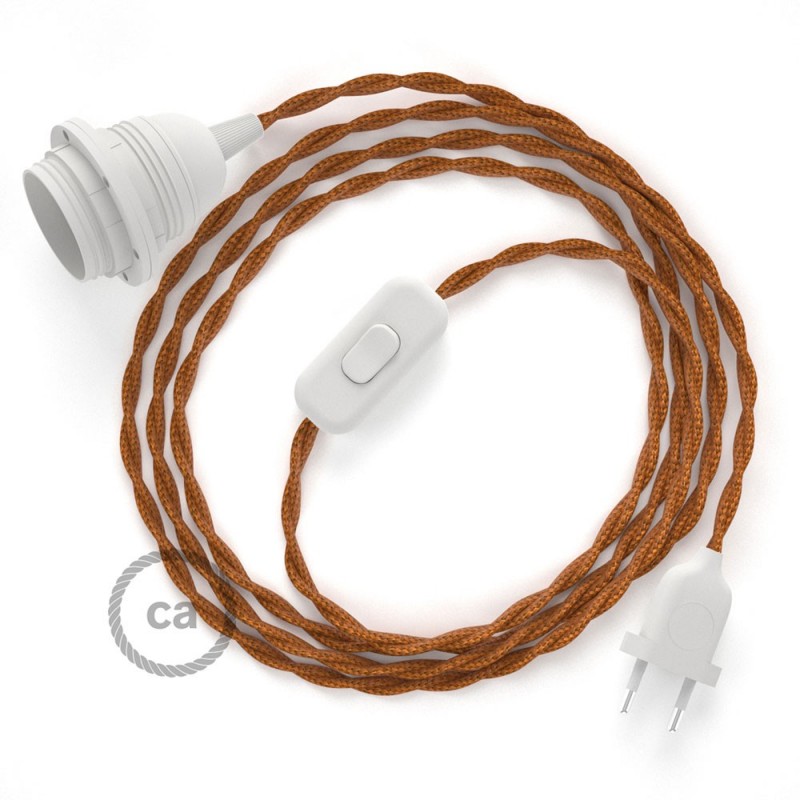 SnakeBis cableado con portalámpara cable textil Whiskey en tejido Efecto Seda TM22