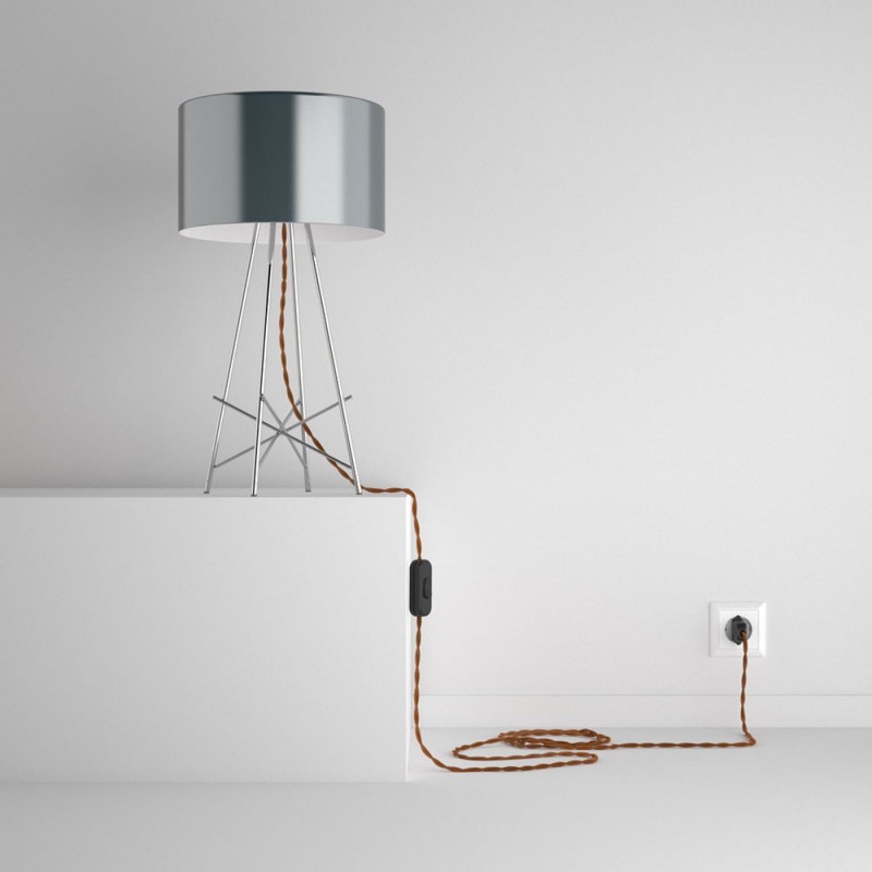 SnakeBis cableado con portalámpara cable textil Whiskey en tejido Efecto Seda TM22