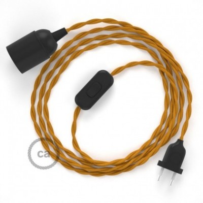 SnakeBis cableado con portalámpara cable textil Mostaza en tejido Efecto Seda TM25