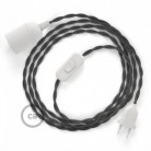 SnakeBis cableado con portalámpara cable textil Gris Oscuro en tejido Efecto Seda TM26
