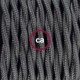 SnakeBis cableado con portalámpara cable textil Gris Oscuro en tejido Efecto Seda TM26