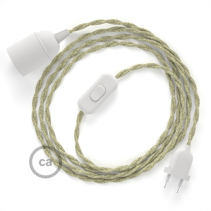 SnakeBis cableado con portalámpara cable textil Neutro en Lino Natural TN01