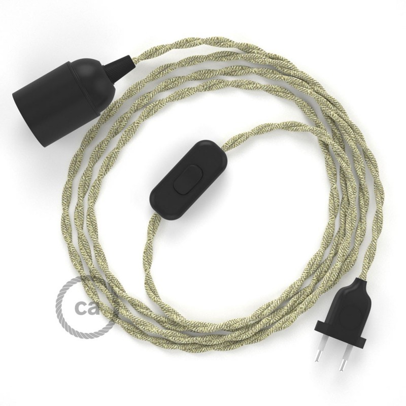 SnakeBis cableado con portalámpara cable textil Neutro en Lino Natural TN01