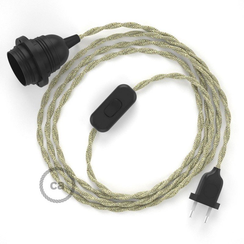 SnakeBis cableado con portalámpara cable textil Neutro en Lino Natural TN01