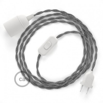 SnakeBis cableado con portalámpara cable textil Gris en Lino Natural TN02