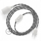 SnakeBis cableado con portalámpara cable textil Gris en Lino Natural TN02
