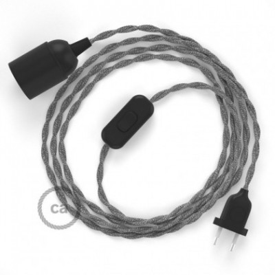SnakeBis cableado con portalámpara cable textil Gris en Lino Natural TN02
