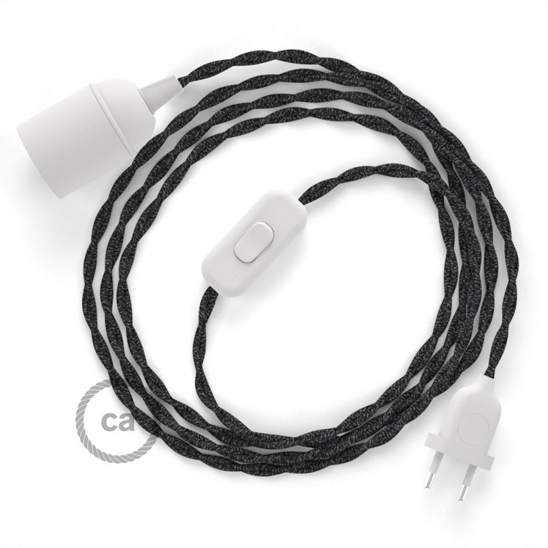 SnakeBis cableado con portalámpara cable textil Antracita en Lino Natural TN03