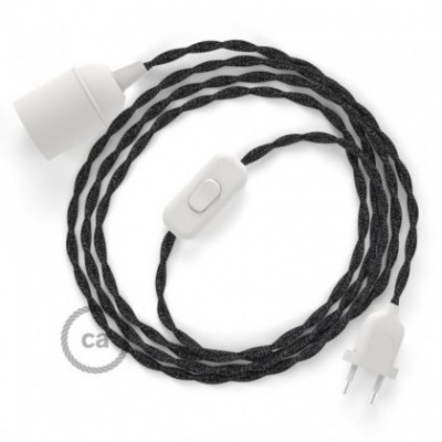SnakeBis cableado con portalámpara cable textil Antracita en Lino Natural TN03