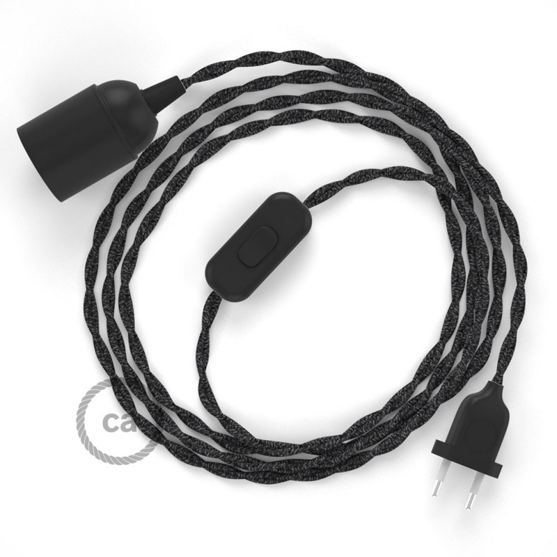 SnakeBis cableado con portalámpara cable textil Antracita en Lino Natural TN03