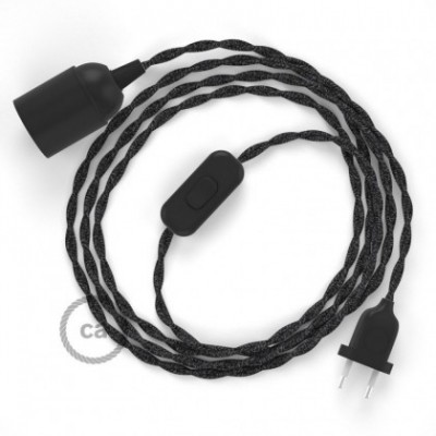 SnakeBis cableado con portalámpara cable textil Antracita en Lino Natural TN03